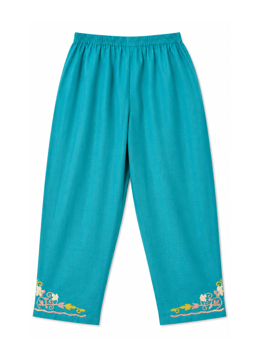 Noor : Kashmiri Aari embroidery summer Co-Ord Set | Aqua
